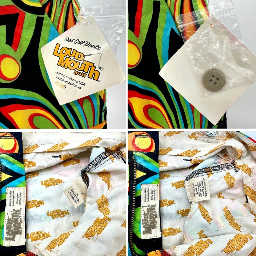 NWT Loudmouth Golf Shorts Men's 30 Magic Bus Shagadelic Black Retro Psychedelic - Picture 5 of 7